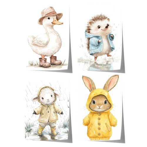 Cute rain jacket - rain, poster